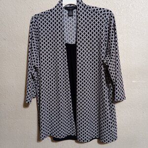 Liz McCoy Women Black and White Cardigan with non-detachable top.